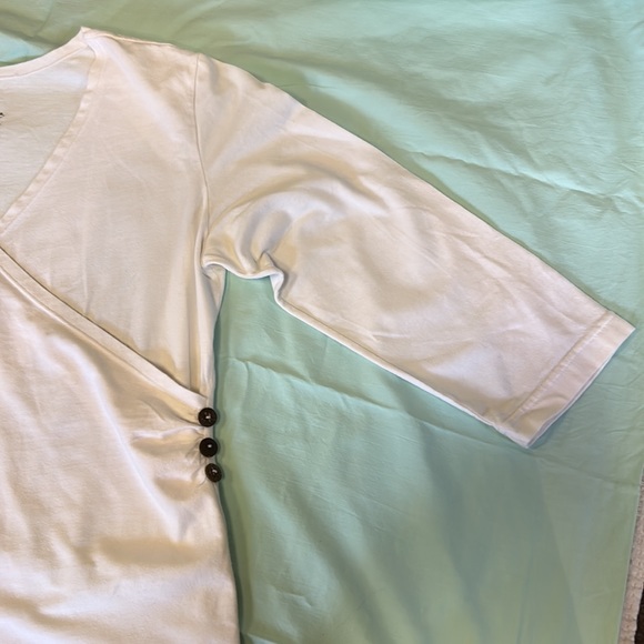 Neon Buddha Cotton/Spandex Wrap Shirt, Large, Coco Button Gathered, EUC… - Picture 6 of 10